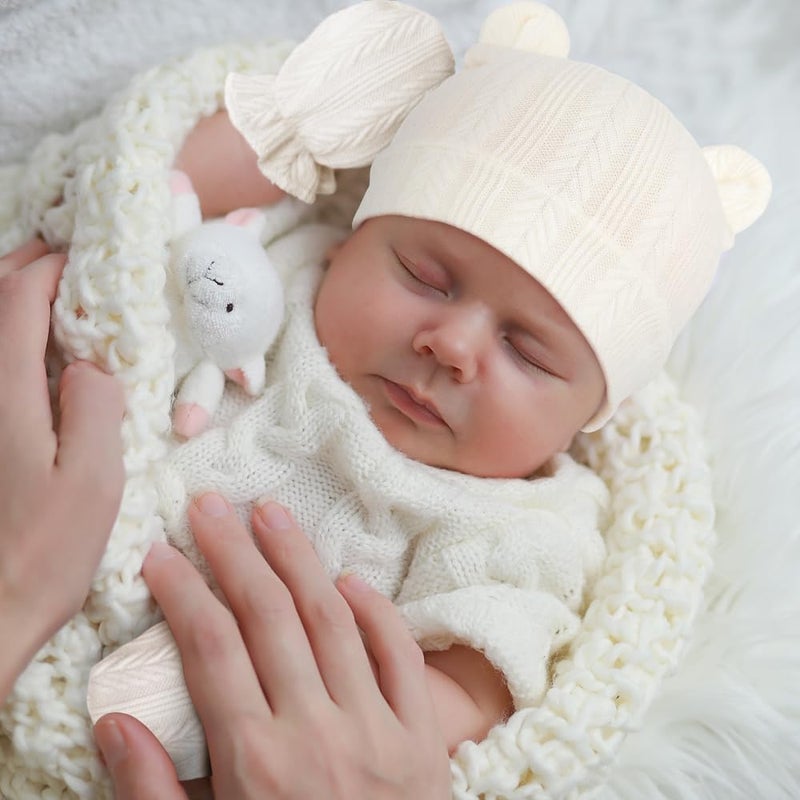 DRESHOW BQUBO Newborn Baby Hats Bear Ears and Mittens Sets Preemie Caps Baby Boy Girl Infant Hospital Beanie for 0-3 Months - Image 2